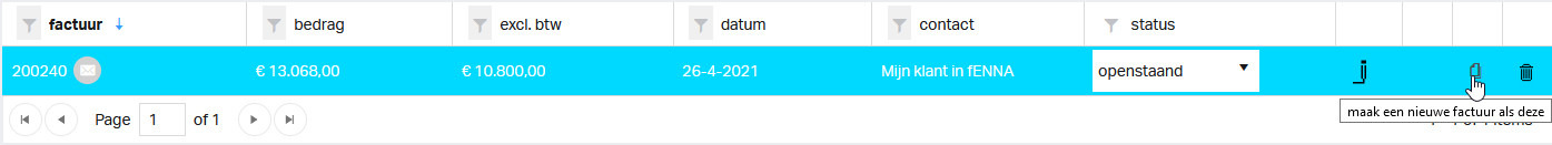 Om een creditfactuur te maken voor het te corrigeren gedeelte van het bedrag is het eenvoudig om een kopie te maken van de oorspronkelijke, en de aantallen of bedragen aan te passen.